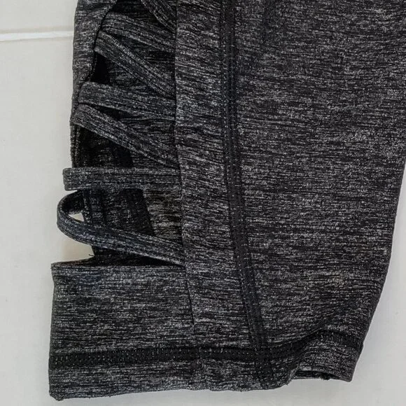 Athleta Black Heathered Cropped Leggings Size Small Cutout hem detail - Picture 3 of 4